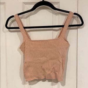 pink ribbed cropped tank top